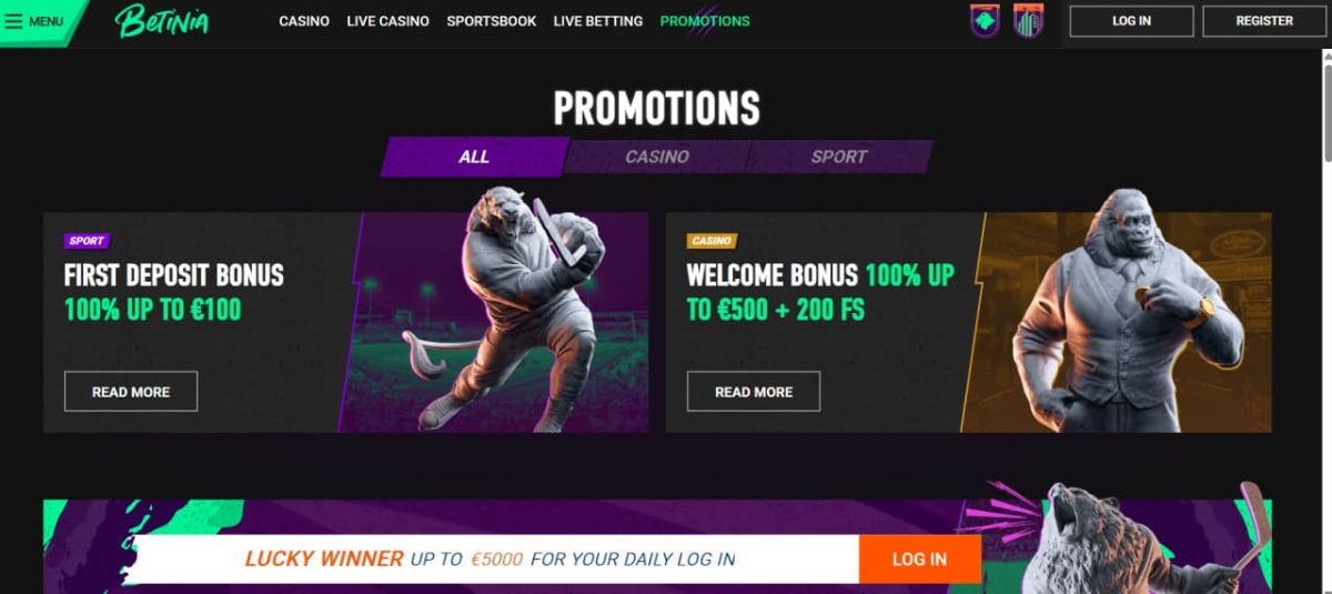Betinia Casino Bonus 2026 — C$750 + 200 Spins Reviewed image 1